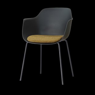 Nora-Liz eetkamerstoel zwart met mosgroen zitkussen - zwart onderstel