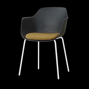 Nora-Liz eetkamerstoel zwart met mosgroen zitkussen - wit onderstel