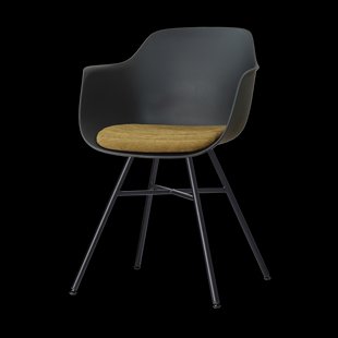 Noa-Liz eetkamerstoel zwart met mosgroen zitkussen - zwart onderstel