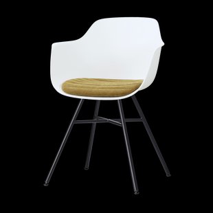 Noa-Liz eetkamerstoel wit met mosgroen zitkussen - zwart onderstel