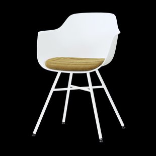 Noa-Liz eetkamerstoel wit met mosgroen zitkussen - wit onderstel