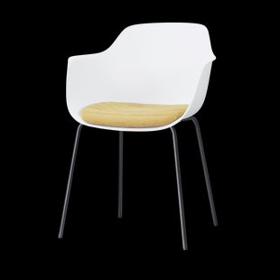 Nora-Liz eetkamerstoel wit met warm oker zitkussen - zwart onderstel