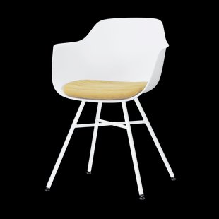 Noa-Liz eetkamerstoel wit met warm oker zitkussen - wit onderstel