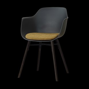 Nena-Liz eetkamerstoel zwart met mosgroen zitkussen - zwart houten onderstel