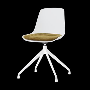 Nola-Liv draaibare eetkamerstoel wit met mosgroen zitkussen - wit onderstel