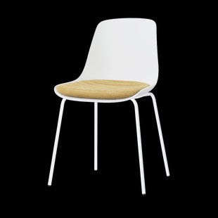 Nora-Liv eetkamerstoel wit met warm oker zitkussen - wit onderstel