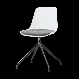 Nola-Liv draaibare eetkamerstoel wit met zeegrijs zitkussen - zwart onderstel