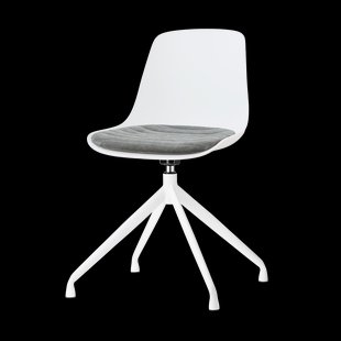 Nola-Liv draaibare eetkamerstoel wit met zeegrijs zitkussen - wit onderstel