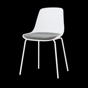 Nora-Liv eetkamerstoel wit met zeegrijs zitkussen - wit onderstel