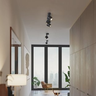 Escale LED-spot BRUSH, zwart, Ø 7 cm, metaal, dimbaar, 2.700 K