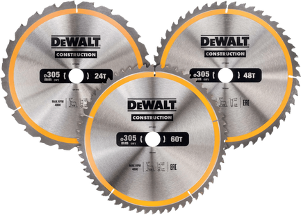 DeWalt Cirkelzaagbladenset 305mm 3-delig 24T, 48T, 60T