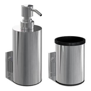 Zeepdispenser en Beker BRAUER Model A Incl. Wand Ophanging en Magnetisch opzetvlak Chroom