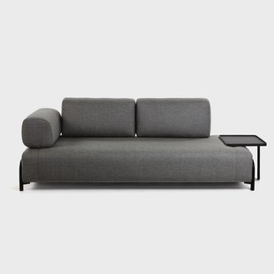 Kave Home 3-zits Bank 'Compo' Met Bijzettafel, kleur Donkergrijs