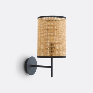 Wandlamp in ijzer en rotan, Cara