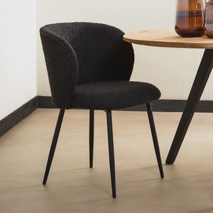 Light & Living Eetkamerstoel 'Elyna' Bouclé, kleur Zwart