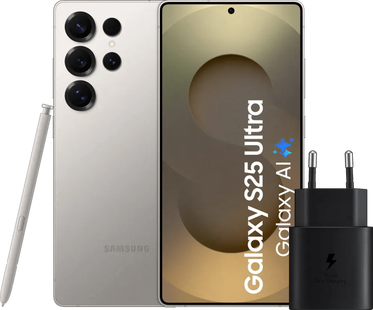 Samsung Galaxy S25 Ultra 256GB Grijs 5G + Samsung Oplader 25 Watt Zwart