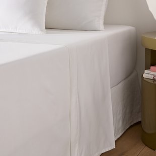 Effen plat laken in katoensatijn, Opale