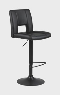 Bendt Draaibare Barkruk 'Rut' Lederlook, kleur Zwart (zithoogte 62-83cm)