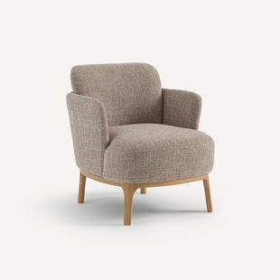 Fauteuil in gemêleerde stof en massief eiken, Jabote