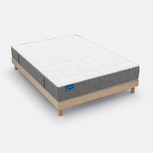 Set van matras met 640 veren, 3 zones en gestoffeerde lattenbodem