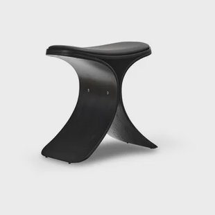 Gejst Luno kruk 48x28x72 cm Zwart eik-zwart leer