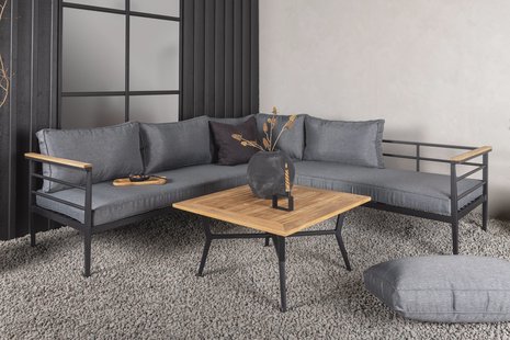 Nohr Loungeset 'Kinda' Teakhout, Met hoekbank en tafel