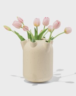 HEMA Tulpenvaas ⌀15x21cm keramiek groot spikkels wit