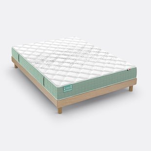 Set met stevige latexmatras voor gevoelige rug met 5 zones + gestoffeerde lattenbodem