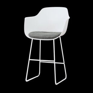 Nino-Liz barkruk wit met zeegrijs zitkussen - wit onderstel - 75 cm