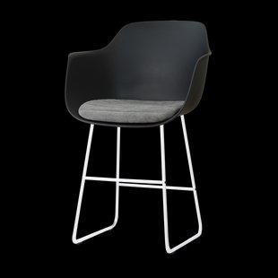 Nino-Liz barkruk zwart met zeegrijs zitkussen - wit onderstel - 65 cm