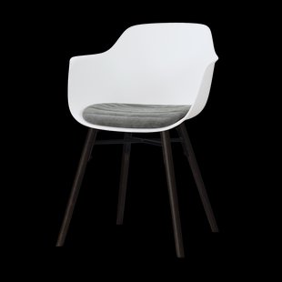 Nena-Liz eetkamerstoel wit met zeegrijs zitkussen - zwart houten onderstel