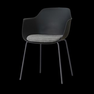 Nora-Liz eetkamerstoel zwart met zeegrijs zitkussen - zwart onderstel