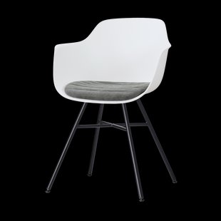 Noa-Liz eetkamerstoel wit met zeegrijs zitkussen - zwart onderstel