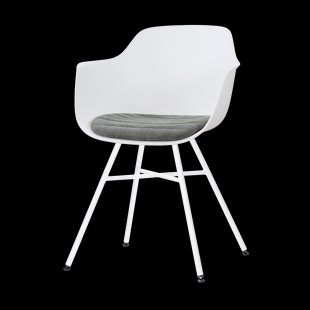 Noa-Liz eetkamerstoel wit met zeegrijs zitkussen - wit onderstel