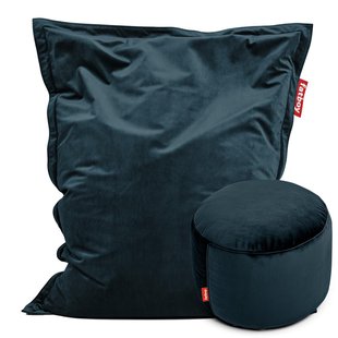 Fatboy Original Slim Velvet Zitzak + Point Poef Recycled Petrol