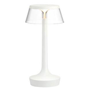 Flos Bon Jour Unplugged Tafellamp LED Oplaadbaar Wit Kap Transparant