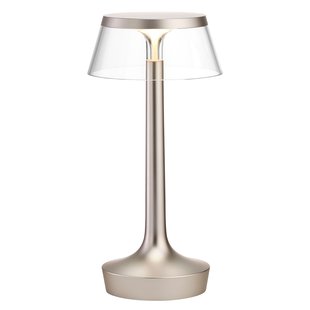 Flos Bon Jour Unplugged Tafellamp LED Oplaadbaar Satijn Kap Transparant