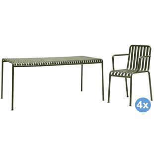 Hay Palissade Tuinset 170x90 Tafel + 4 Stoelen (armchair) Olijf