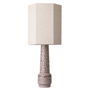 HKliving Retro Stoneware Tafellamp Brown Kap Hexagon Naturel M