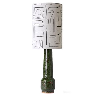 HKliving Retro Stoneware Tafellamp Green Kap Black Lines