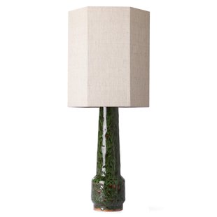 HKliving Retro Stoneware Tafellamp Green Kap Hexagon Naturel M