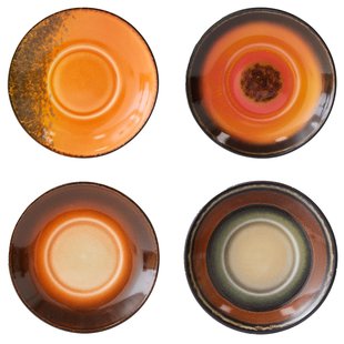 HKliving 70's Ceramic Koffie Mok Onderzetter Set Van 4 Roasts