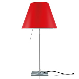 Luceplan Costanza Tafellamp Telescopisch Met Schakelaar Aluminium/Primary Red