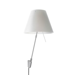 Luceplan Costanza Wandlamp Telescopisch Met Dimmer Aluminium Body Kap Wit