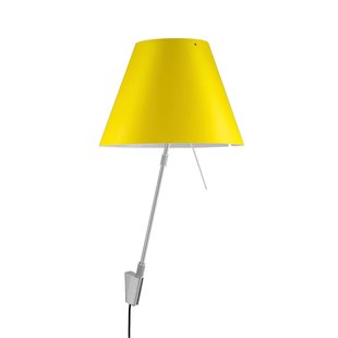 Luceplan Costanza Wandlamp Telescopisch Met Dimmer Aluminium Body Kap Smart Yellow