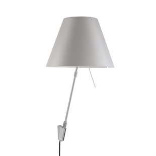 Luceplan Costanza Wandlamp Telescopisch Met Dimmer Aluminium Body Kap Mistic White
