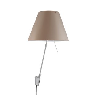 Luceplan Costanza Wandlamp Telescopisch Met Dimmer Aluminium Body Kap Shaded Stone