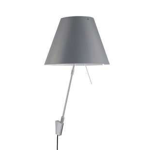 Luceplan Costanza Wandlamp Telescopisch Met Dimmer Aluminium Body Kap Concrete Grey