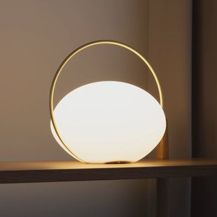 UMAGE LED tafellamp Orbit, wit/messing, IP44, CCT