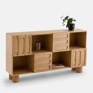 Lage boekenkast in fineereik L165 cm, Cannelo